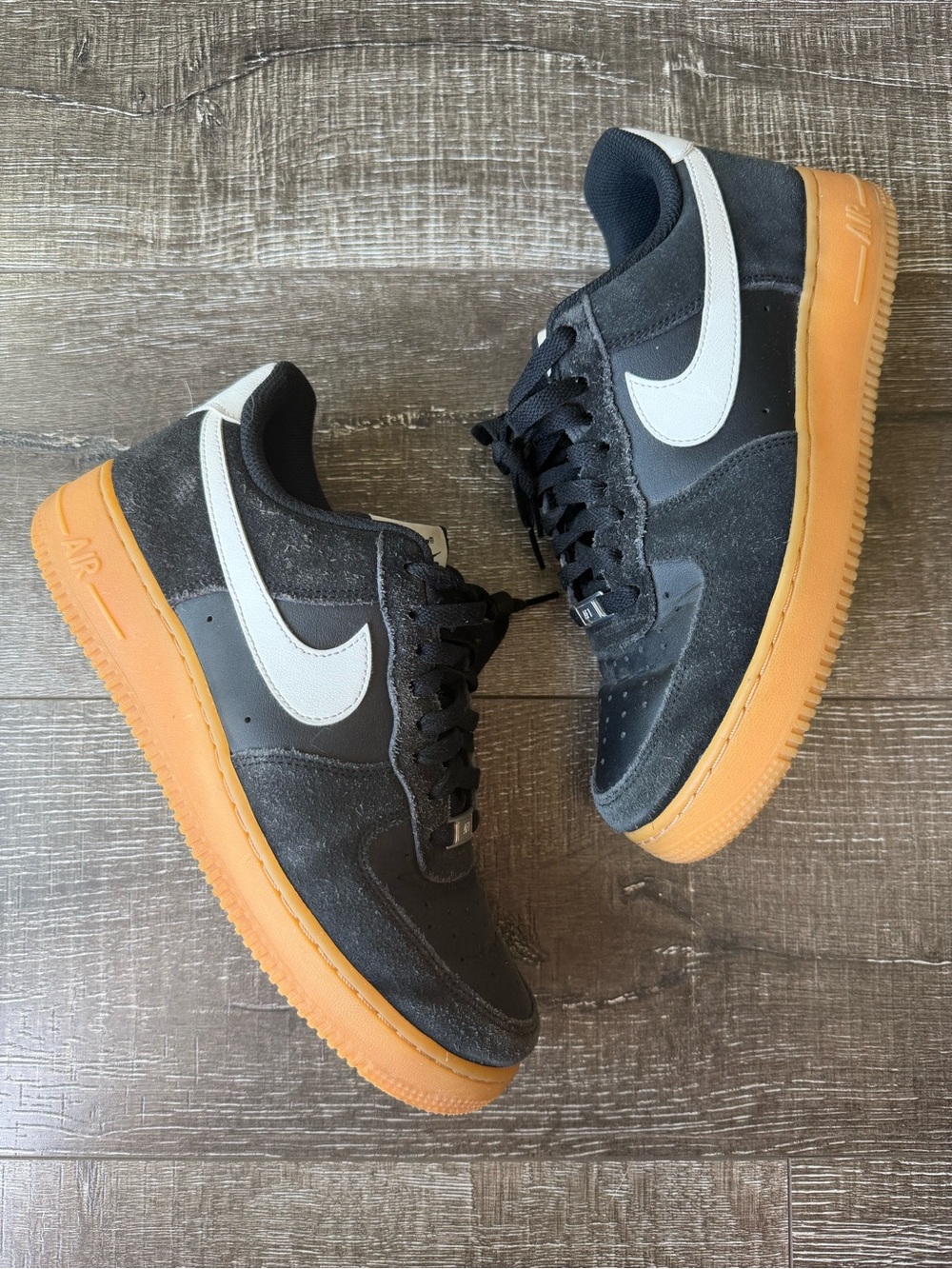 Nike Air Force 1 '07 Suede & Leather Black/Gum - Men's Size 8